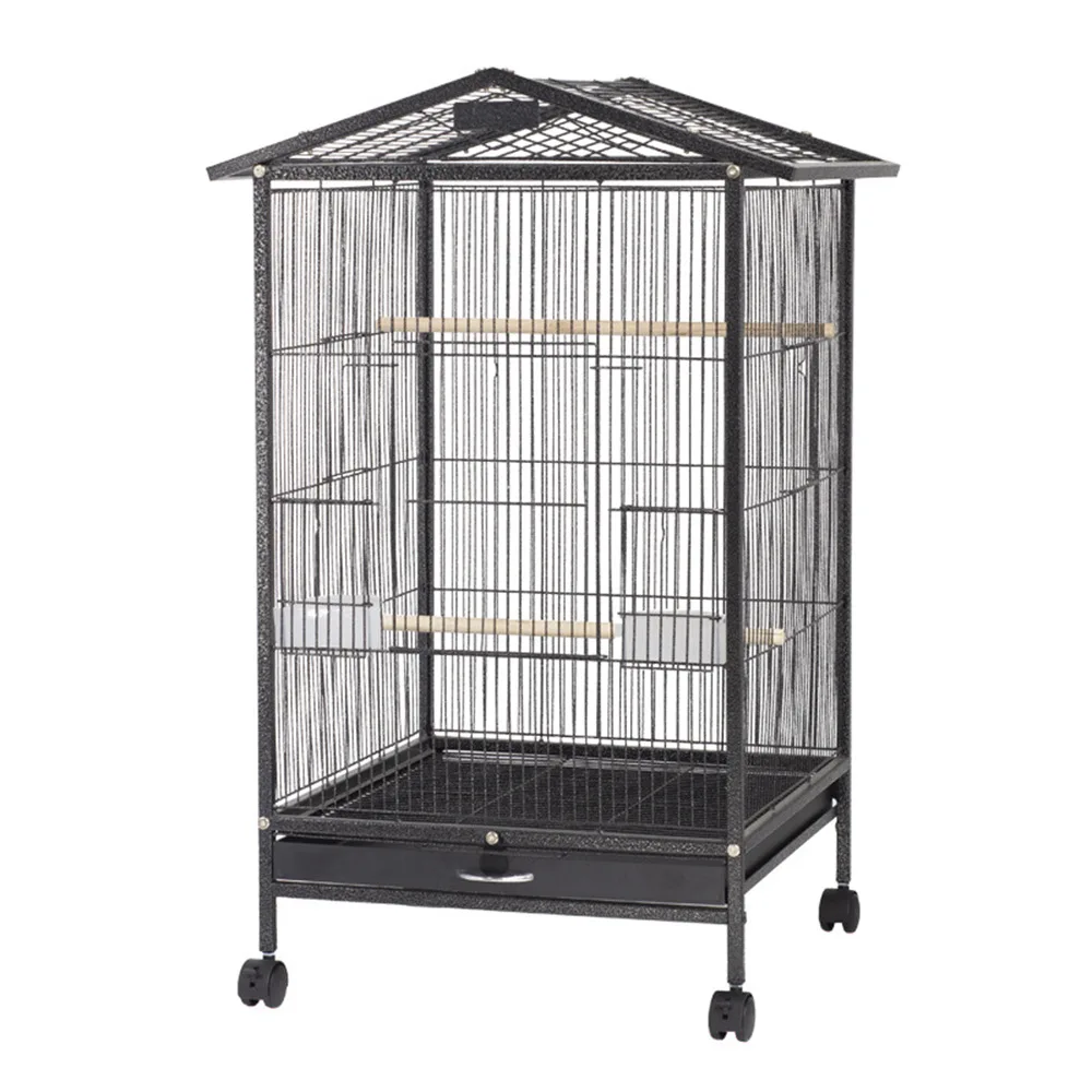 Steel wire Large Steel Bird Cage with Food bowl Standing Pole