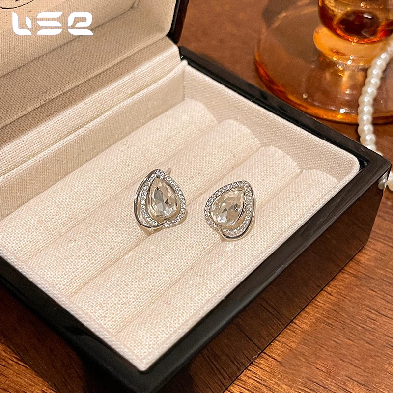 S925 sterling silver luxury niche temperament zircon drop shape earrings jewelry for women