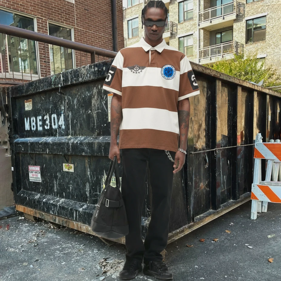 product mens heavyweight cotton t shirts custom oversized t shirt streetwear embroidery t shirt boxy stripe polo shirts for men-1