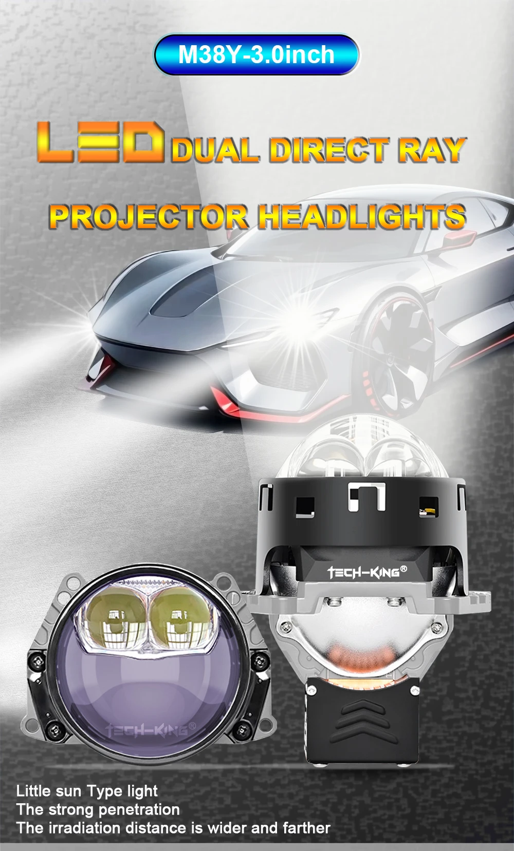 New 80W Universal 3.0 inch Bi LED Dual Laser LED Headlight for Car LED Projector LED Lamp Car accessories for auto headlight