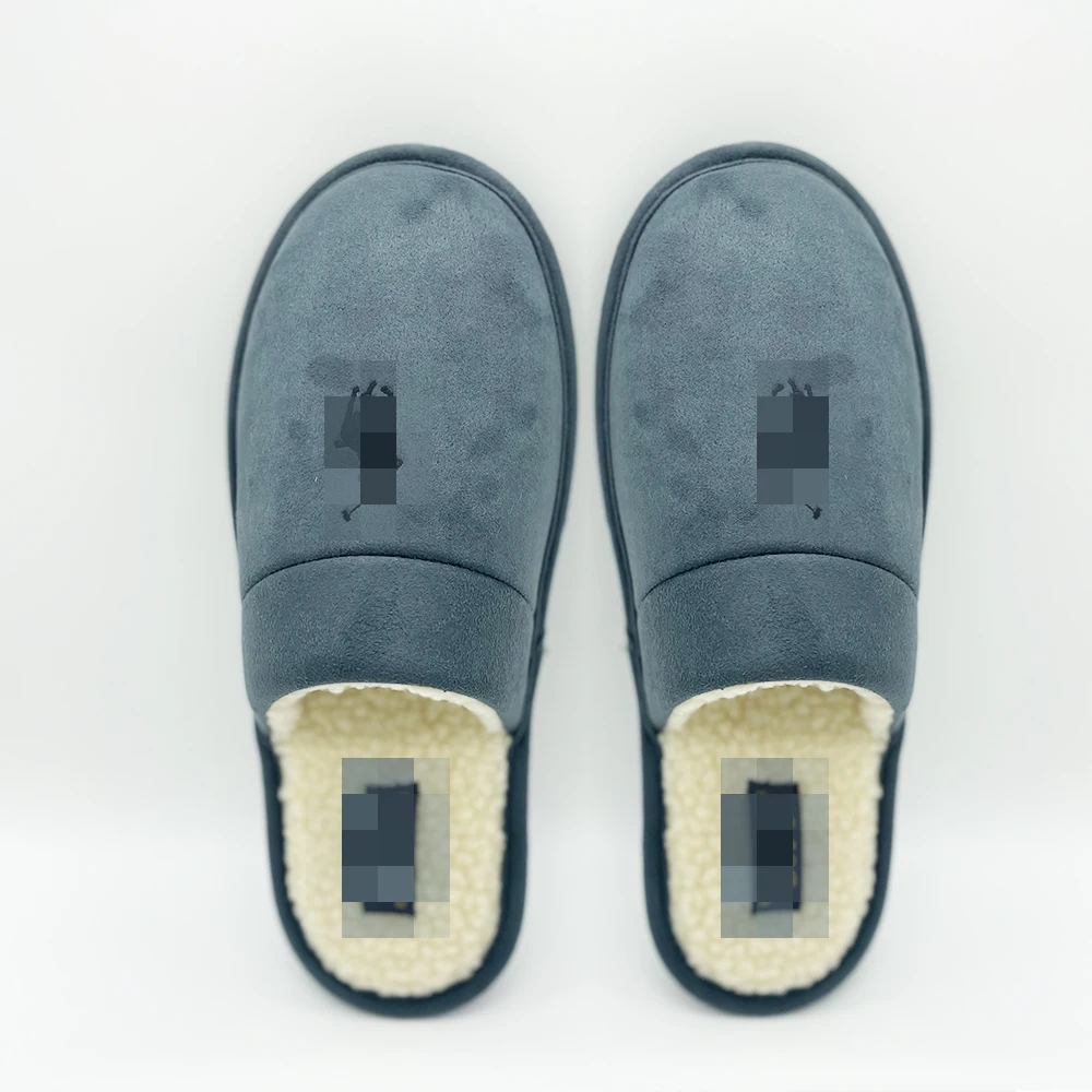 Luxury dark grey Winter Cozy Soft Plush Warm House Indoor Slippers