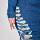 Dresses Ladies Denim Shirt Dresses Long Sleeve Ripped Paw Hem Button Up Plus Size Denim Dresses For Women