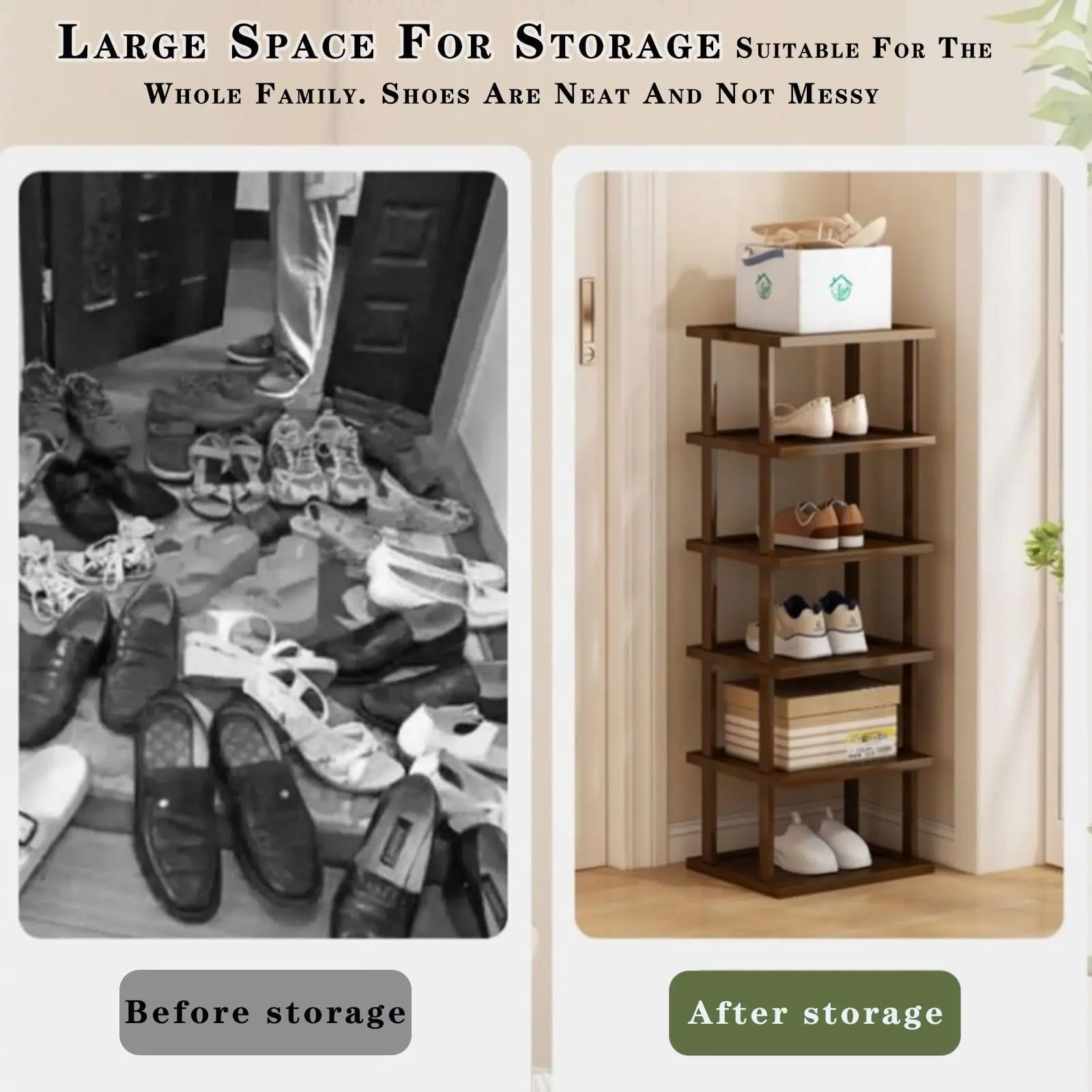 product custom bamboo shoe rack vertical shoe organizer with sturdy shelves entryway storage stand for wardrobes corners doorways-5