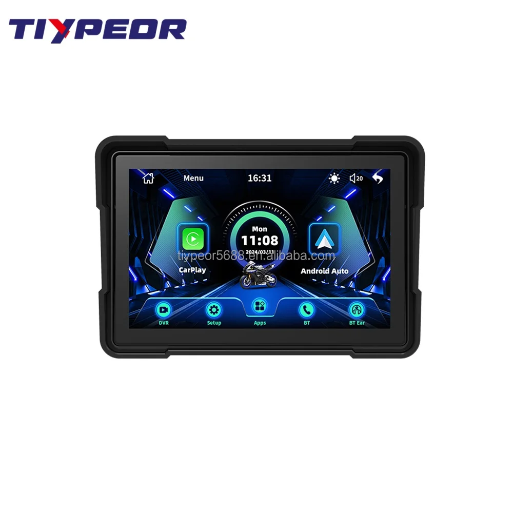 product tiypeor portable motor navigator wireless motorcycle carplay navigation 5 inch android auto motorcycle gps with carplay-3