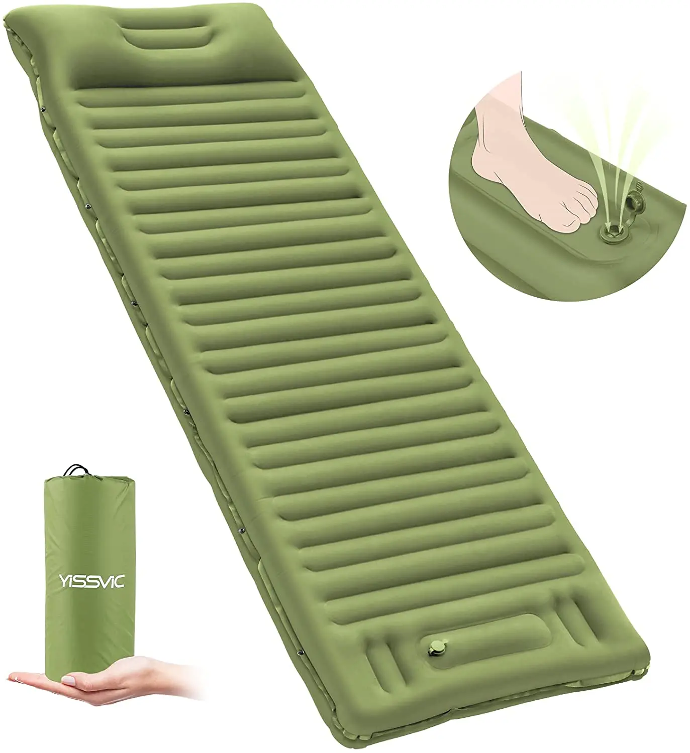 Camping Isomatte Aufblasbar Luft Schaum Matratze Wandern Schlaf Matte Bett Grün 