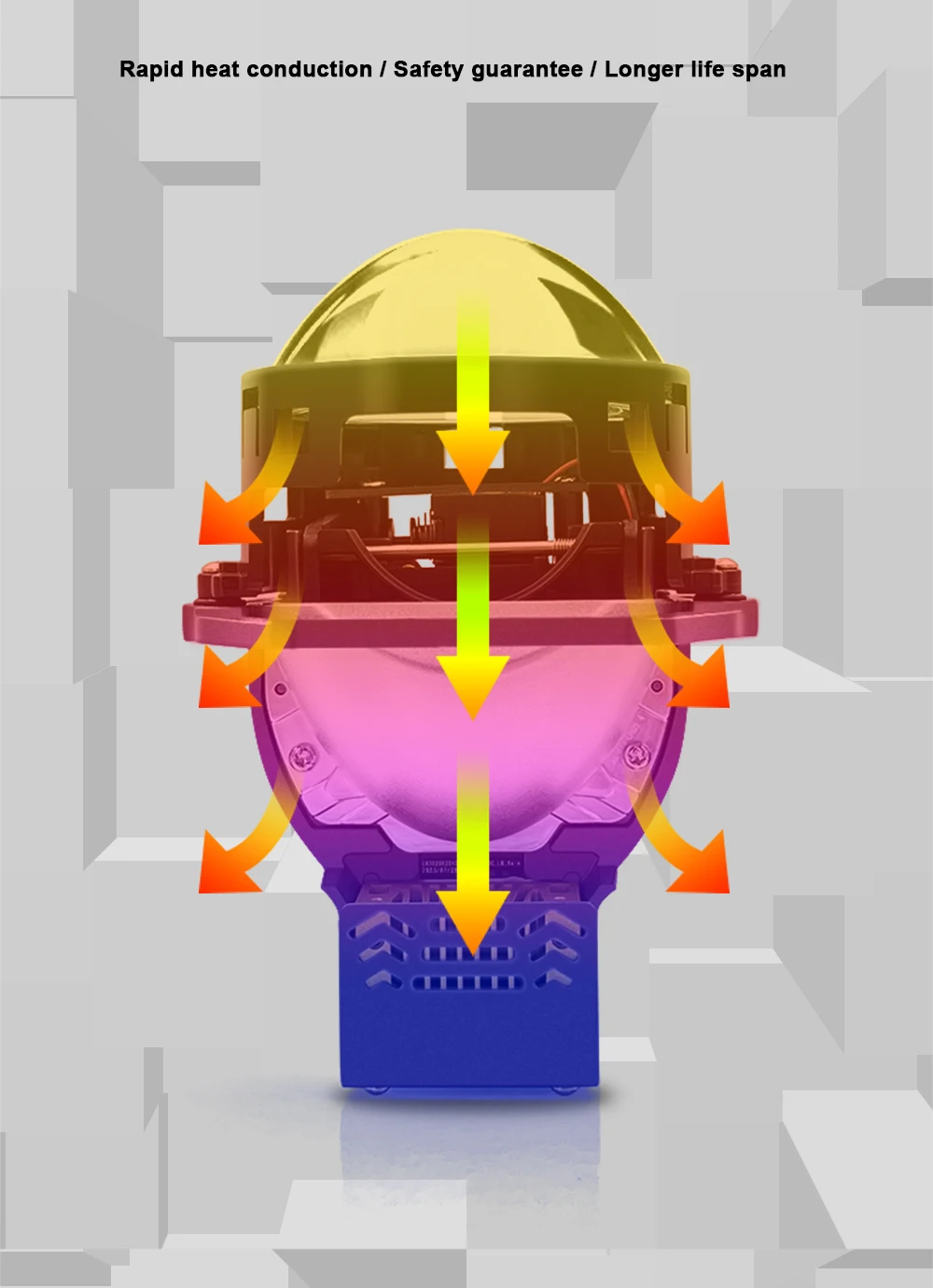 TECH-KING Car Headlight 75W 3.0 inch Bi-LED Projector Lens 6000K for Car Headlight Retrofit Dual LED Headlight Projector Lens