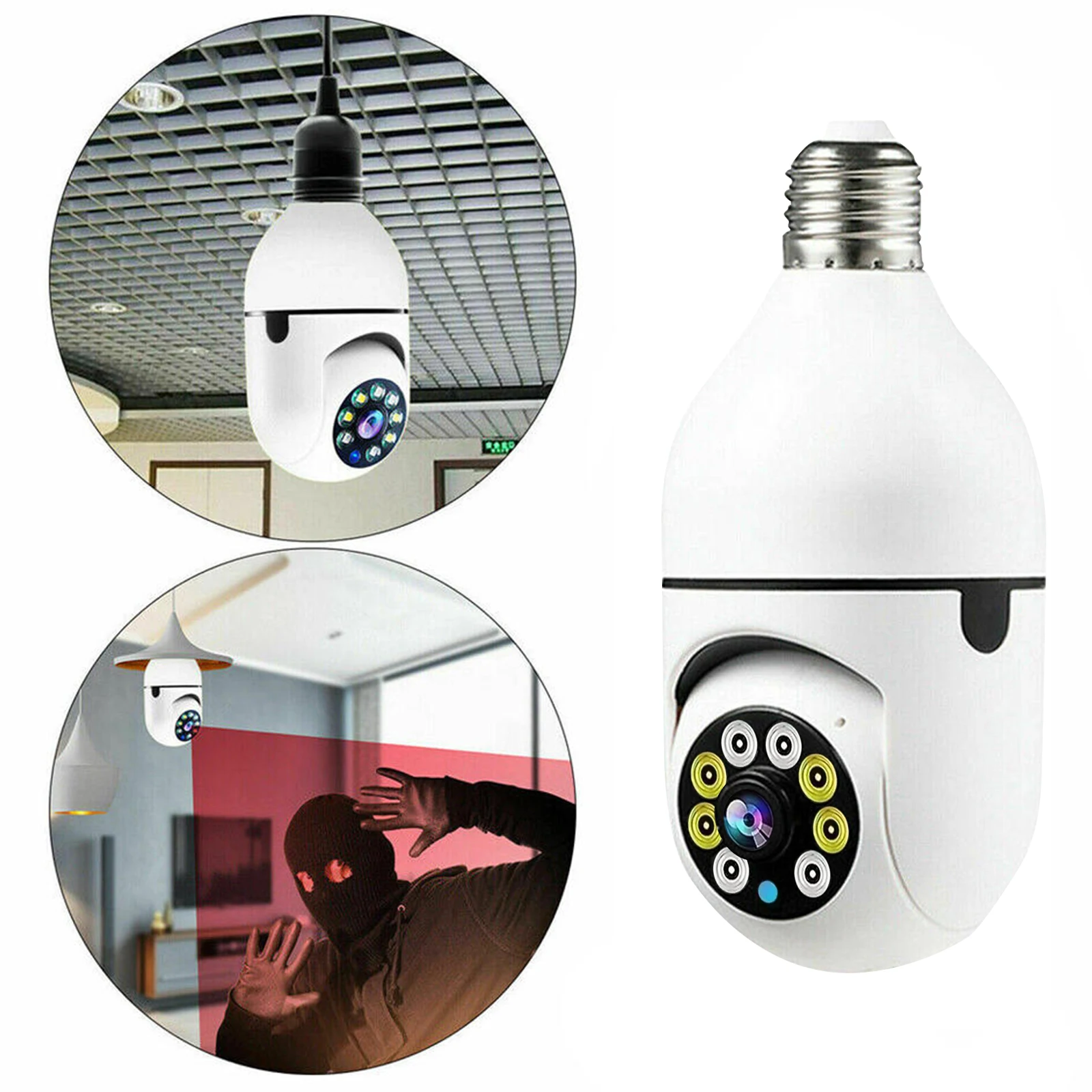2024 Indoor V380 Pro App Ip E27 Socket Cctv Ptz Night Vision Light Wireless Wifi V380pro Dome