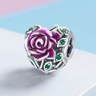 Heart Pendant S925 Sterling Silver Heart Shaped Rose Love Charms Bracelet Necklace Pendant