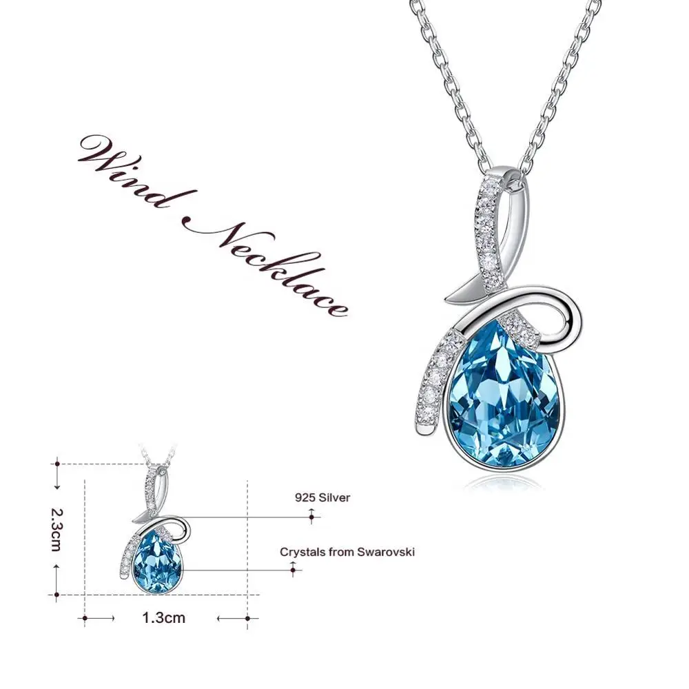 CDE YP1056 Fine Jewelry 925 Sterling Silver Crystal Necklace Wholesale Drop Water Crystal Charm Rhodium Plated Pendant Necklace