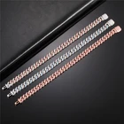 Cz Bracelet 8MM CZ Iced Out Cuban Bracelet Hip Hop Rose Gold Interval Silver Bracelet