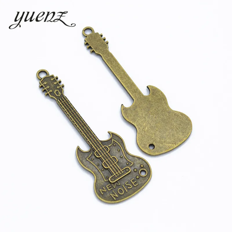 YuenZ Antique Silver color Guitar Charms Pendants Jewelry Making Accessories Diy Handmade 68*25mm P117