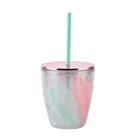 Summer Plastic Summer Transparent Plastic Drink Cups With Straw Lid 12oz Pink Water Bottle Custom Drinking Cups