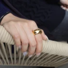 Band Ring Chris April In Stock 316L Stainless Steel 18K Gold Plated Minimalist Glossy Wide Band Ring