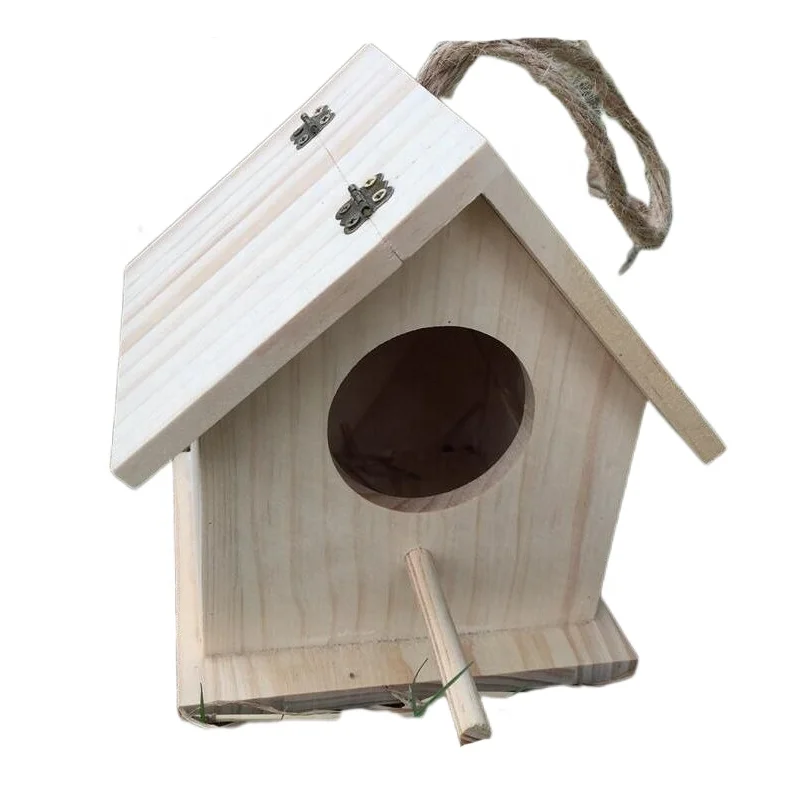 Creative Wooden Bird House Nesting Box Wall Mounted Hanging Gardening Decor T5R7 