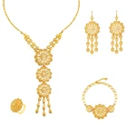Earring Sets Factory Supply 24K Gold Plated Earring Jewelry Wedding Gemstone Necklace Jewelry Women Sets