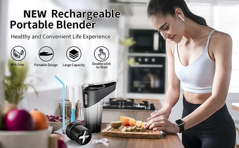 Portable Electric Fruit Juicer Handheld Smoothie Multifunction Maker Blender Stirring USB Rechargeable 3 in 1 Mini Juice Cup