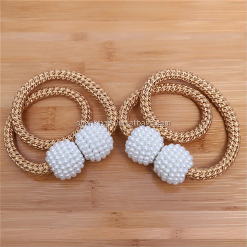 Pearl Magnetic Magnetic Ball Curtain Tie Rope Backs Holdbacks Buckle Clips Accessory Rods Accessoires Hook Holder R1567