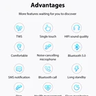 Watch Bluetooth Popular Fitness Health Detect 2in1 Black Smart Watch Bluetooth Wireless Earphone