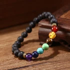 Bracelet Natural Lava Energy Volcanic Stone Chakra Colorful Buddha Beads Bracelet Wholesale