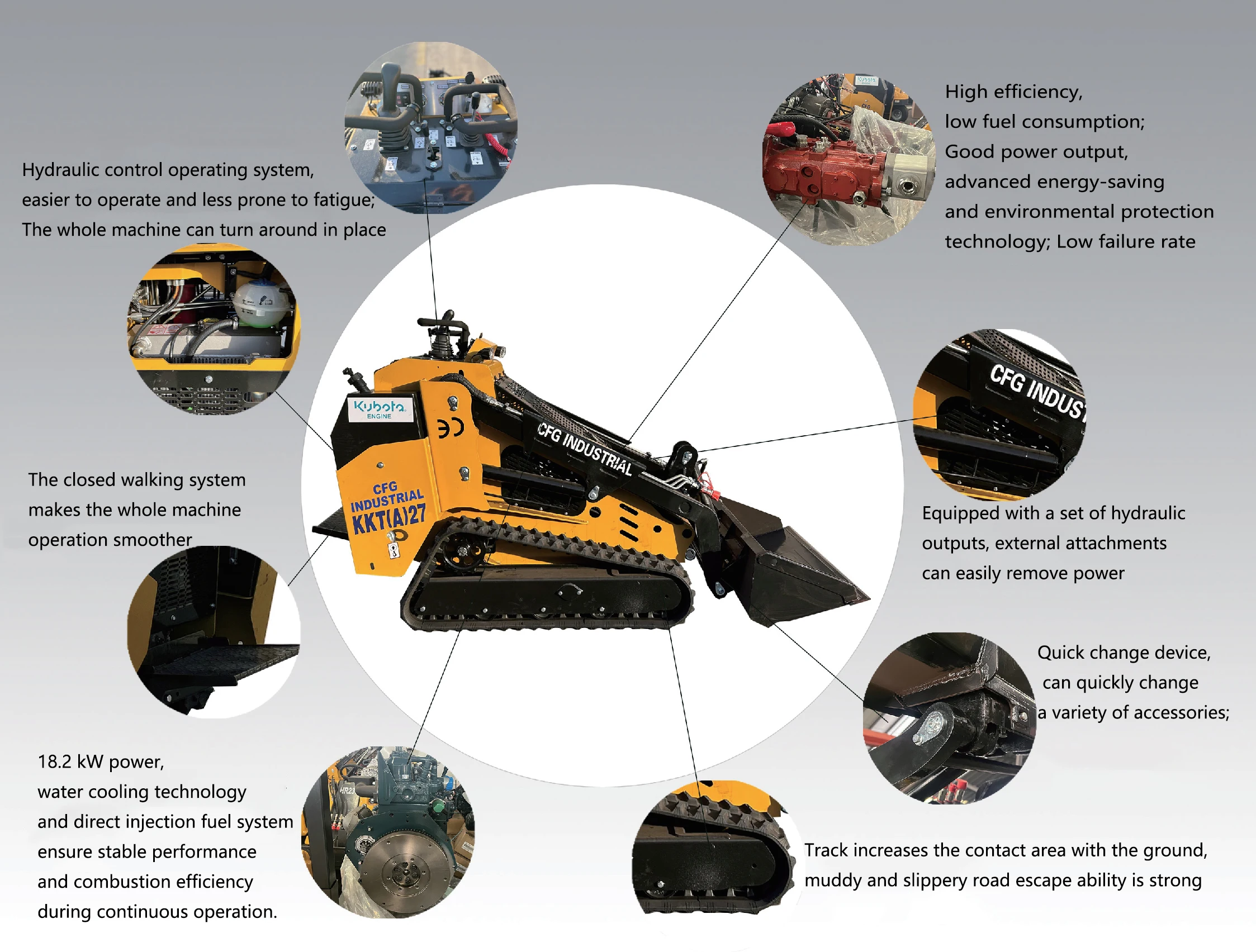 kkt27 kubota d1105 diesel engine 3 cylinders mini skid steer loader crawler loader-1
