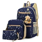 Girls 2021 Popular Durable Canvas New Design Cheap Soft 3Pcs Teenagers Girls Backpack School Bag Set