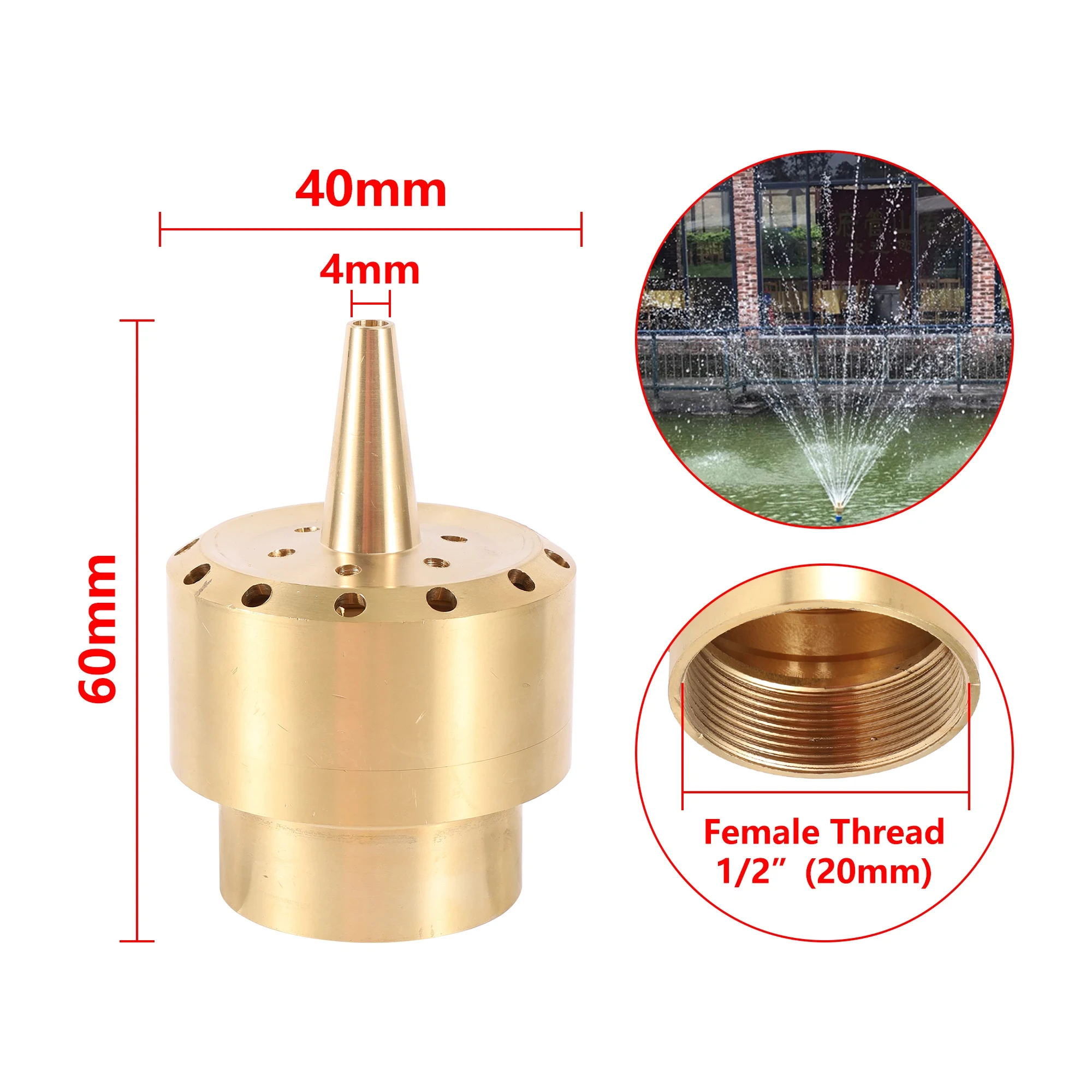 Brass Firework Column Fountain Female Thread 1/4" 1/ 3/4" Ornamental Nozzle Garden Park Hotel Landscape Made Stone Stainless manufacture