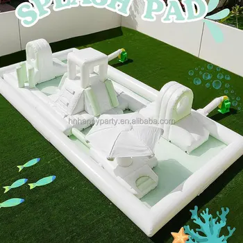 Party rental run obtacle course inflatable water park splash pad with pool