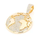 Pendant Diamond Iced Ou TLarge World Globe Pendant 14K Silver Lab Diamond VVS Moissanite Custom Pendant