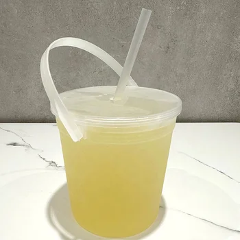 In Stock Reusable Punch Bowls 32oz Transparent Rum Buckets Plastic Drink Buckets with Lid for Parties
