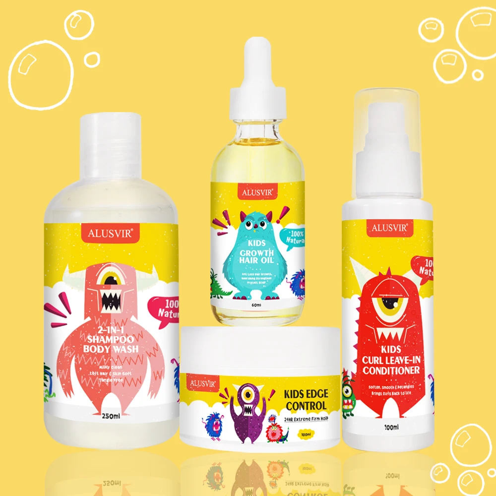 Kids Hair Care Products Natural Organic 2 In 1 Baby Body Wash And Shampoo Hair Growth Oil Conditioner Edge Control Hair Care Set