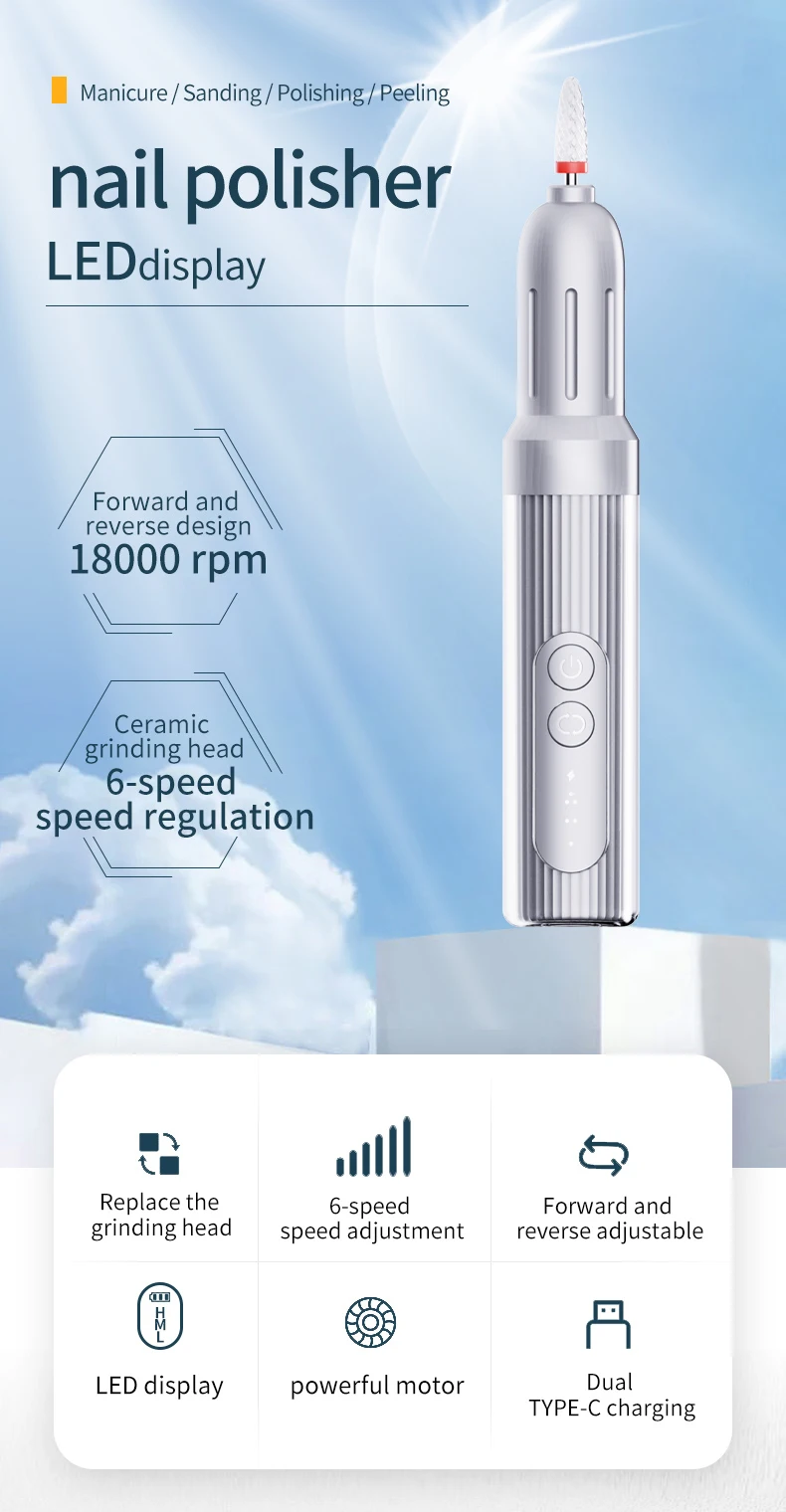 AT-NDB-258 Rechargeable Manicure Grinder Electromechanical Mini Portable Nail Remove Pen Polishing Extracting Skin Manicure Tool factory