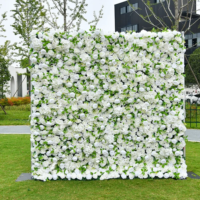 Customized 3D /5D Roll Up Cloth rose Flower Backdrops Wedding Decor Flower