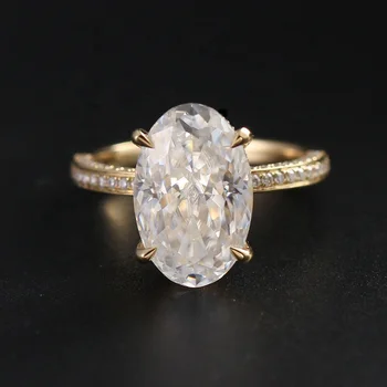 custom luxury solid 8k 9k 10k 14k 18k gold d color vvs oval crushed ice moissanite diamond engagement rings for women