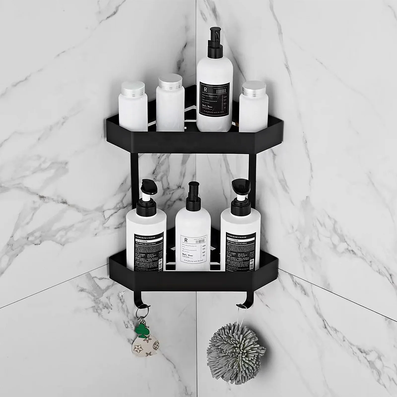 modern bathroom corner shelves