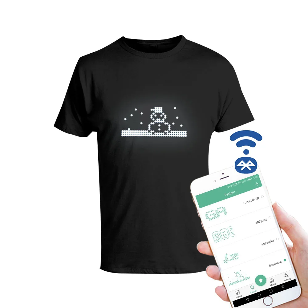 El Flashing Led Panel T Shirt For Party 