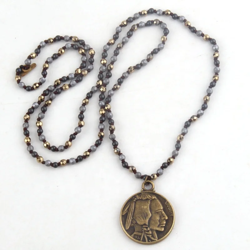 Metal Disco Indian Pendant Necklace 