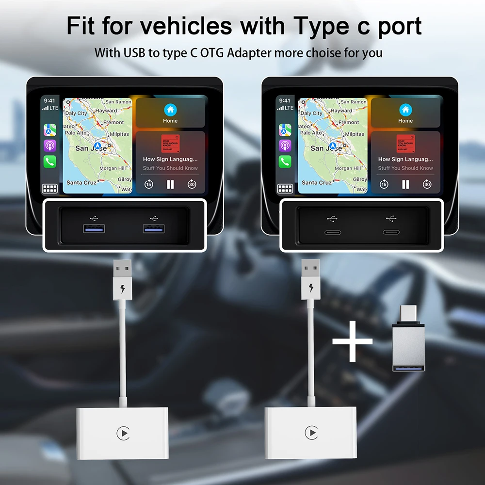 Wireless Carplay Usb Dongle Car Play Adapter For Oem Wired Carplay Cars