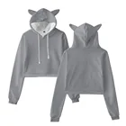 Top Custom Logo Full Sleeve Women Hoodie Ladies Hooded Sweater Top Pullover Crop Hoodie
