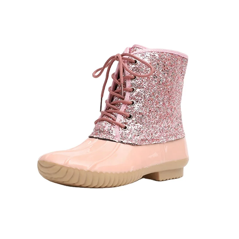 Monogrammed Girls Glitter Duck Boots 