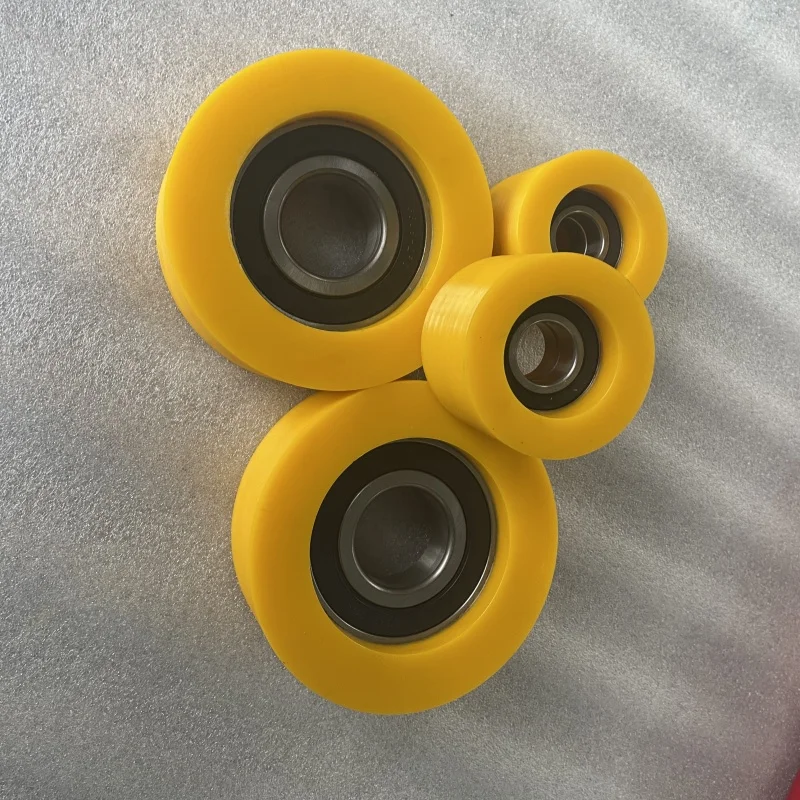 product custom cable window pulleys bearing wheel rubber coated polyurethane with cutting processing service-7