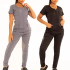 Custom Jogger Hospital Uniform Elastic Pockets Women Nursing Medical Scrubs Uniforms Sets