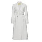 Coat Cost-effective Fashion Turned-down Collar Solid Color Women Long Wind Coat Jacket With Drawcord