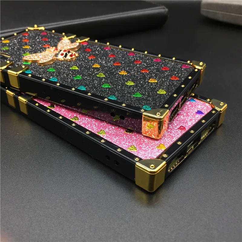 Luxury Bling Love Heart Cover Gold Glitter Bee Square Case for Samsung S23  Ultra S22 Plus Note 20 10 9 8 S20 FE S2 Ultra S9 S10 - AliExpress