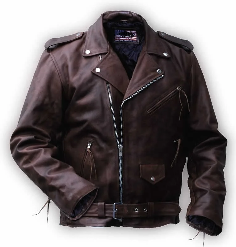 Highway Rider Jacket Mens Vintage Brando Motorcycle Leather Jacket