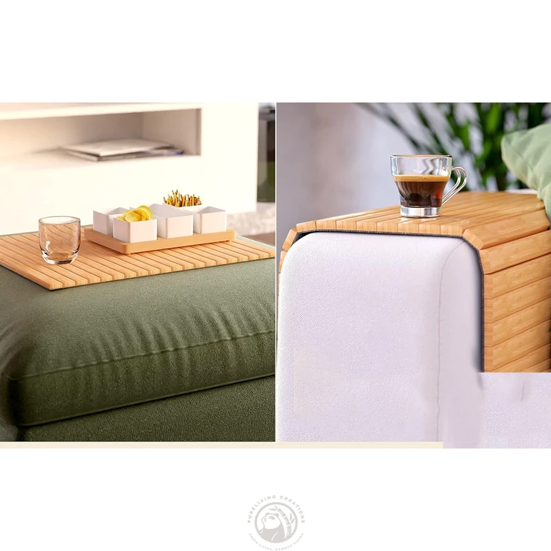 Couch Cup Holder, Anti Falling Couch Drink Holder, Natural Bamboo Sofa Cup Holder Armrest Tray, Portable Couch Arm Tray Table