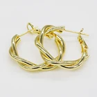 Hoop Earring 14k Gold Fashion Trend 2021 Hoop Earring 14K 18K Gold Twisted Circle Cross Huggies Earring