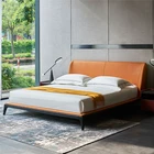 Leather Bed Modern Minimalist Bedroom Hotel Luxury Comfortable Leather Bed Double Bed