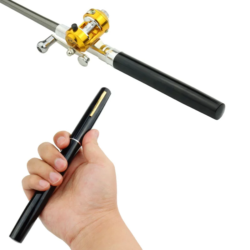 Mini Portable Aluminum Alloy Pocket Pen Shape Fish Fishing Rod Pole With Reel KG 