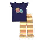 Factory Price New Halloween Toddler Girls Clothing Sets Cute Pumpkin Stitch Girls Fall Sets