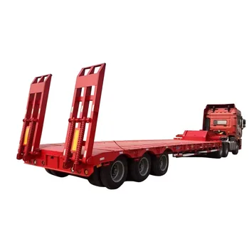 Manufacturer 3 axles 60-80 Ton Lowboy semi trailers heavy equipment carrier Low bed Semi Truck Trailers